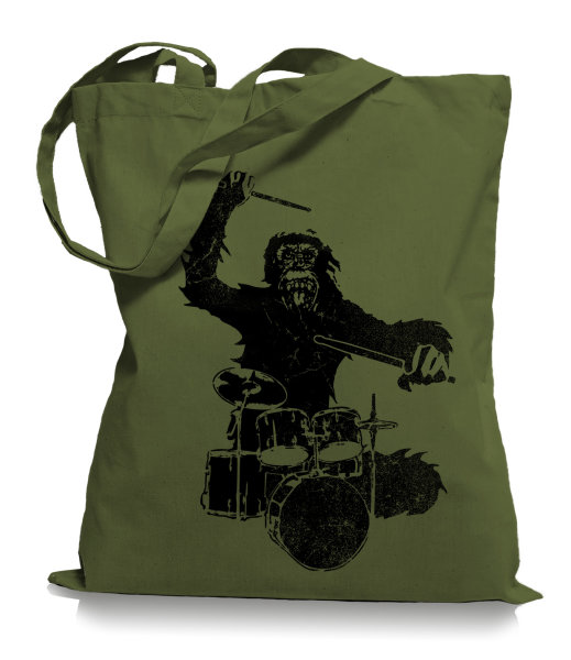 Ma2ca® Gorilla Drummer - Jutebeutel Stoffbeutel Tragetasche / Bag WM101
