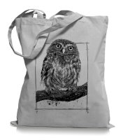 Big Owl Stoffbeutel |Eulen Eule Tragetasche Kult light grey