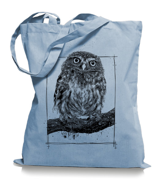 Big Owl Stoffbeutel |Eulen Eule Tragetasche Kult skyblue