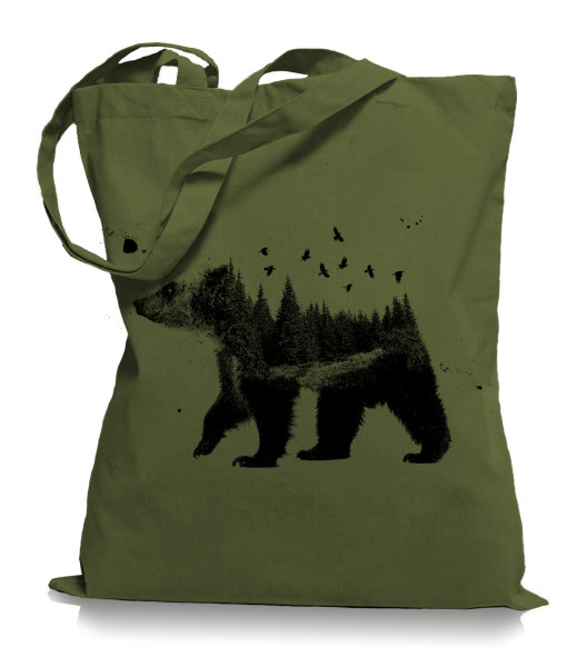 Ma2ca® Canada Bear Nature Bären Kanada Stoffbeutel Einkaufstasche Tasche Tragetasche / Bag WM101