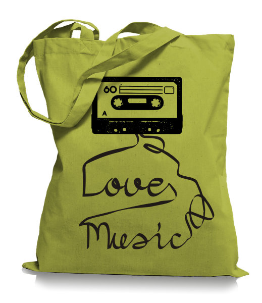 Ma2ca® Loves Music - Jutebeutel Stoffbeutel Tragetasche / Bag WM101 kiwi