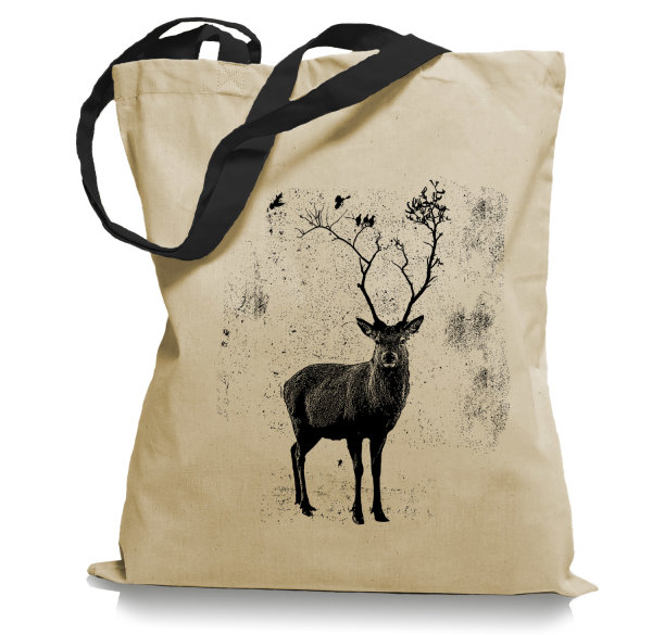 Ma2ca® Deer Birds Stoffbeutel Einkaufstasche Tasche Tragetasche / Bag WMFH