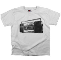 80er Kult Kassettenrecorder Rundhals Kinder T-Shirt