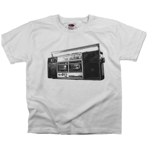 80er Kult Kassettenrecorder Rundhals Kinder T-Shirt-white-xxl
