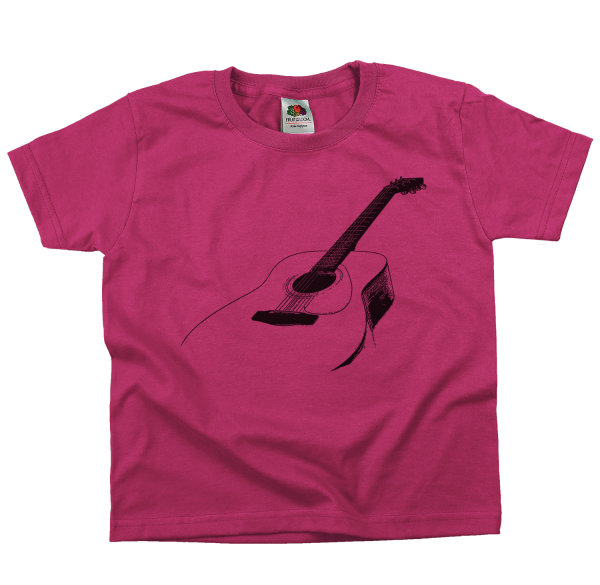 Unplugged Gitarre Rundhals Kinder T-Shirt-fuchsia-xs