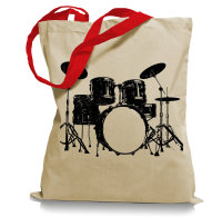 Drums Drummer Schlagzeuger Tragetasche / Bag / Jutebeutel WM2-red