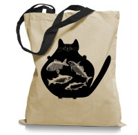 Catfish - Katze Tragetasche / Bag / Jutebeutel WM2-black