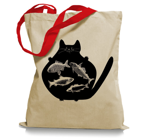 Catfish - Katze Tragetasche / Bag / Jutebeutel WM2-red