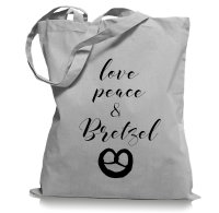 Love Peace und Bretzel Brezel Tragetasche / Bag / Jutebeutel WM1