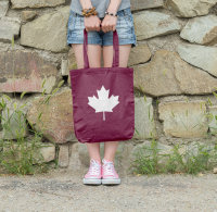 Canada Leaf  Elch Kanada Blatt Tragetasche / Bag / Jutebeutel WM1-cranberry