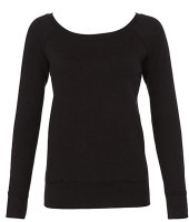 Women`s Sponge Fleece Wide Neck Sweatshirt - black