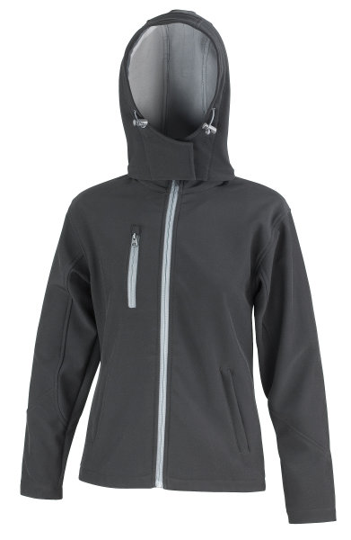 Women´s Performance Hooded Soft Shell Jacket black/grey
