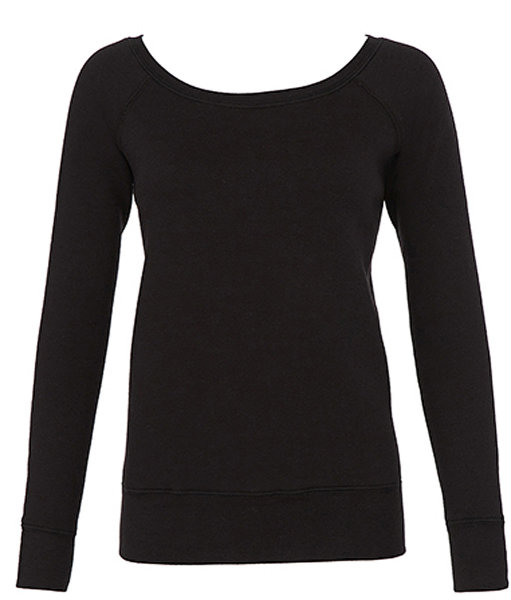 Women`s Sponge Fleece Wide Neck Sweatshirt - black black s