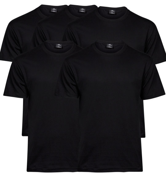 5er Pack Basic Tee - Teejays TJ1000  - Herren Männer T-Shirt S -5xl black xxl