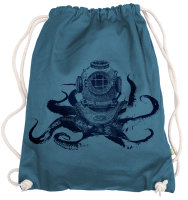 Ma2ca® - Octodiver Octopus Taucher Tauchen Gymsac Turnbeutel - Stoffbeutel Tasche Hipster Sportbeutel Rucksack bedruckt - blue