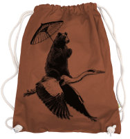 Ma2ca® - Flying Bird Gymsac Turnbeutel - Stoffbeutel Tasche Hipster Sportbeutel Rucksack bedruckt  Vogel Vögel Bär Bären Natur Tiere - rust