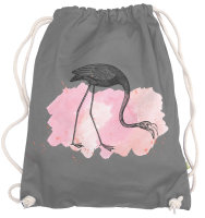 Ma2ca® - Pink Flamingo Gymsac Turnbeutel - Stoffbeutel Tasche Hipster Sportbeutel Rucksack bedruckt - lightgrey