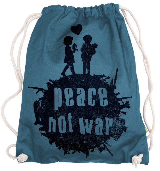 Ma2ca® - Not War Turnbeutel - Stoffbeutel Tasche Hipster Sportbeutel Rucksack bedruckt  Peace Frieden - blue