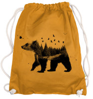 Ma2ca® - Waldbär Bear Wood Wald Wälder Gymsac Turnbeutel - Stoffbeutel Tasche Hipster Sportbeutel Rucksack bedruckt  Bär Natur - amber