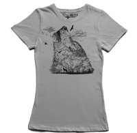 Wolf Mountain Rundhals Damen M-Fit T-Shirt lightgrey m