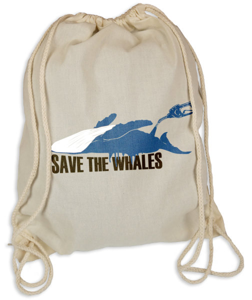 Save the Whales - Gymsac Turnbeutel - Stoffbeutel Hipster Sportbeutel Rucksack Tasche Rettet die Wale Ölverschmutzung